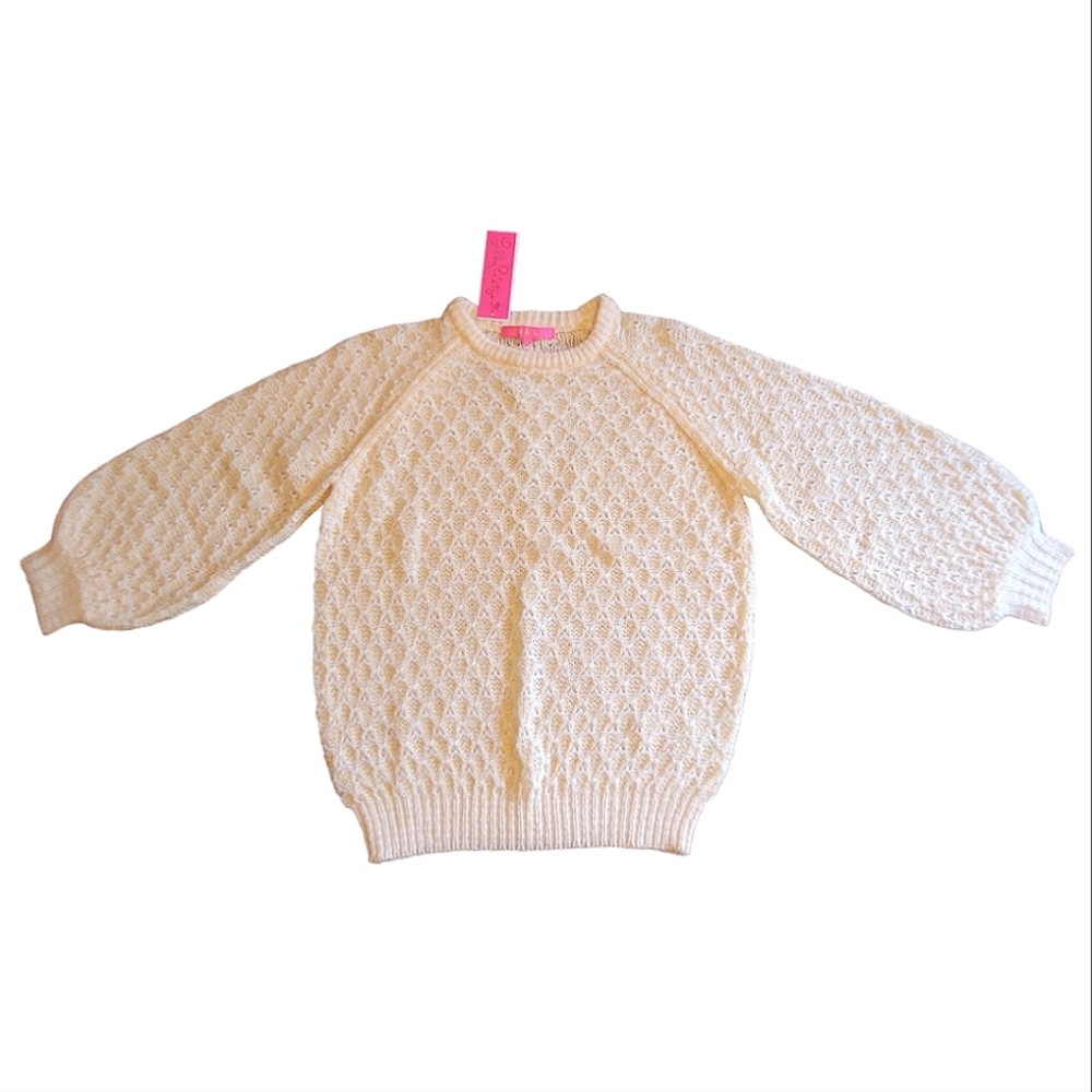NWT Lilly Pulitzer Corabelle Crewneck Honeycomb Knit Sweater Coconut Cream Small - Picture 9 of 16
